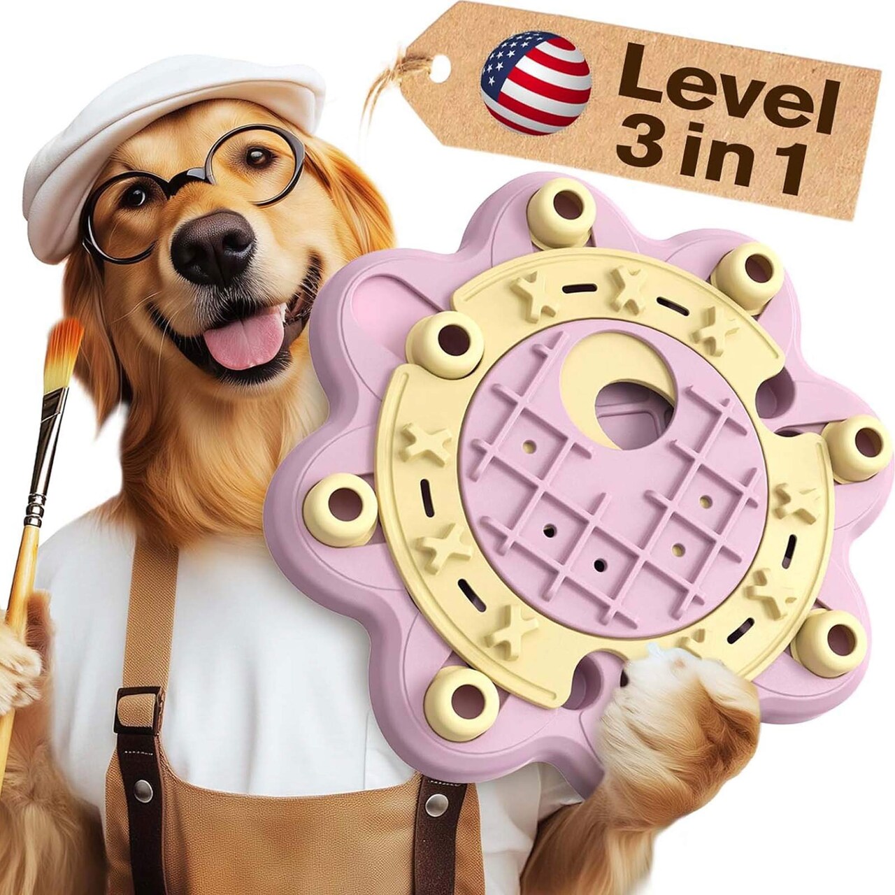 KADTC Interactive Dog Puzzle Feeder Toy, Large Size Slow Feeding & Brain Game 13.74" x 13.74" x 1.69"